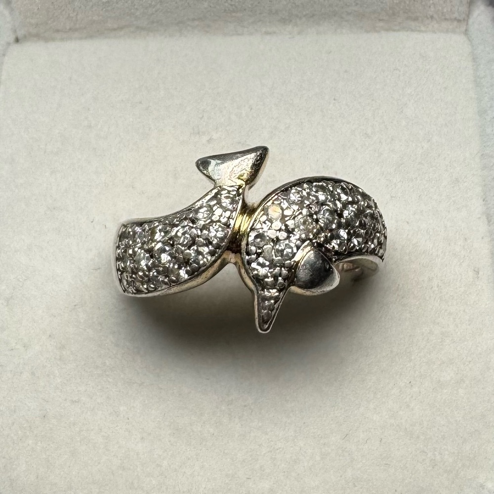 ROSS-SIMONS Dolphin 925 Sterling Silver CZ Ring Size 7.75
